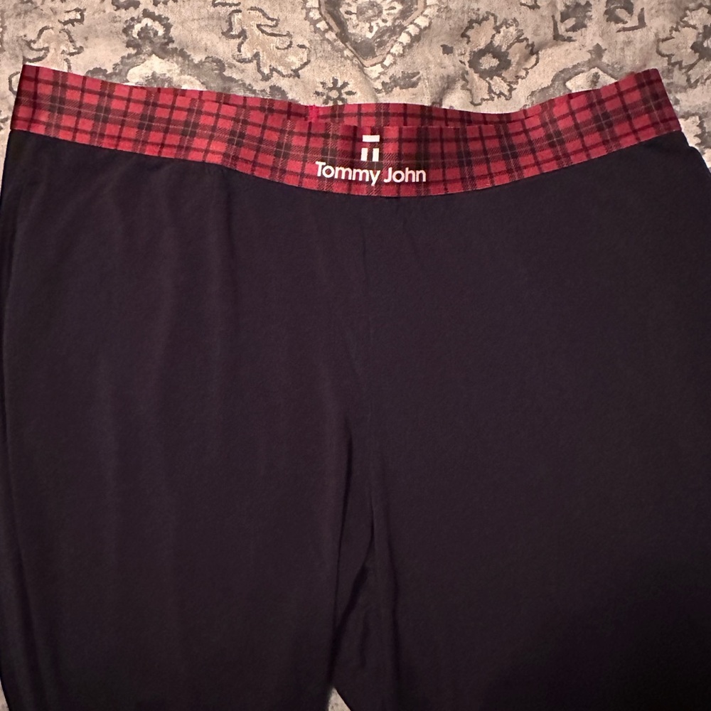 Tommy John Navy Lounge Pants with Red Plaid Waistband - XL